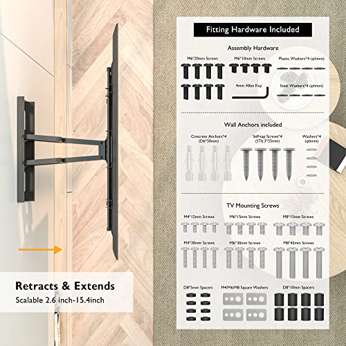 BONTEC Soporte TV Pared para Pantallas de 32-85 Pulgadas Plana & Curva LED LCD OLED, Soporte Pared TV de Articulado Inclinable y Giratorio, Resistentes hasta 60 kg, VESA Máx 600x400 mm